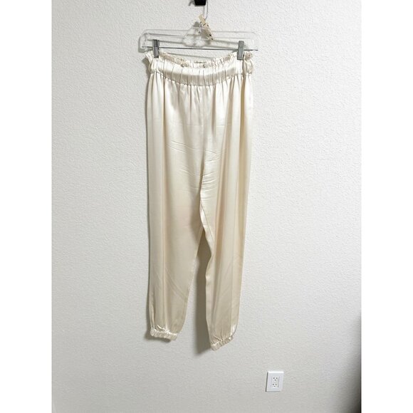 Nonchalant Label Womens Evory Pant Elastic Waist Ruffle Trim Champagne Small - Picture 6 of 6